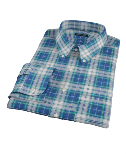 Blue Green Reversible Plaid Men's Dress Shirt 