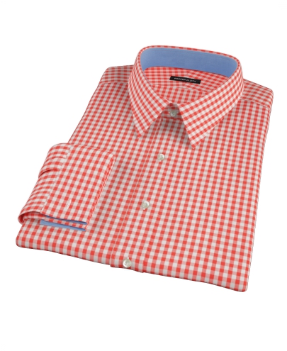 Red Gingham Fitted Dress Shirt 