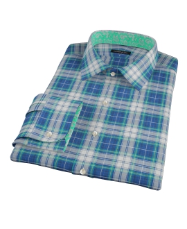 Blue Green Reversible Plaid Men's Dress Shirt 