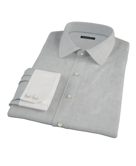 Light Gray Herringbone Fitted Dress Shirt 