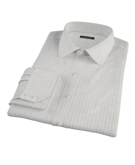 Blue and Orange Stripe Men's Dress Shirt 