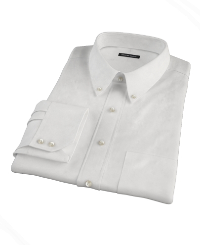 Thomas Mason White Twill Fitted Dress Shirt 