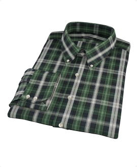 Green Navy Plaid Check Men's Dress Shirt 