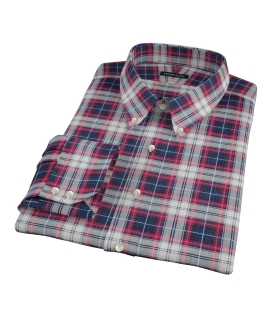 Navy Red Large Plaid Custom Dress Shirt 