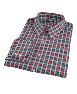 Red and Blue Block Plaid Men's Dress Shirt 