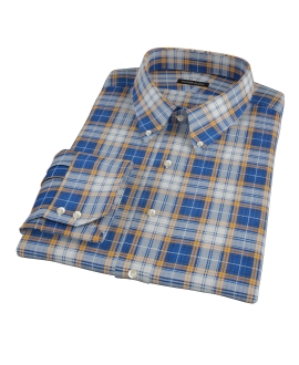 Blue and Orange Large Plaid Custom Dress Shirt 