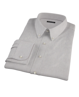 Clove Brown End-on-End Stripe Fitted Dress Shirt 
