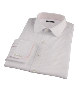 Pale Pink End-on-End Stripe Fitted Dress Shirt 