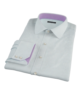 Chalk Blue End-on-End Stripe Fitted Dress Shirt 