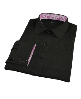 Black Broadcloth Men's Dress Shirt 