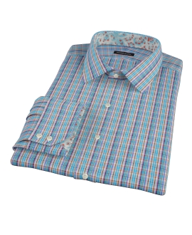 Blue and Orange Tartan Men's Dress Shirt 