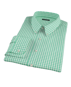 Light Green Gingham Men's Dress Shirt 