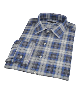 Blue and Charcoal Large Plaid Custom Dress Shirt 