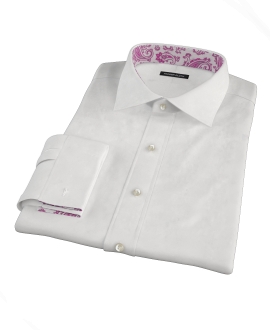 White Pinpoint Fitted Dress Shirt 