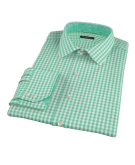 Light Green Gingham Men's Dress Shirt 