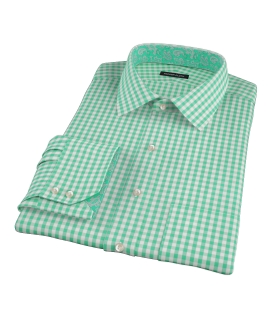 Light Green Gingham Men's Dress Shirt 