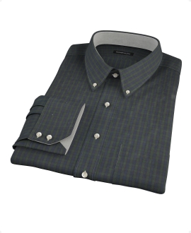 Green Plaid Check Fitted Dress Shirt 