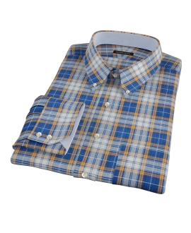 Blue and Orange Large Plaid Custom Dress Shirt 
