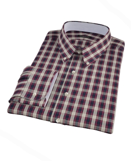 Mulberry Gold Plaid Fitted Dress Shirt 