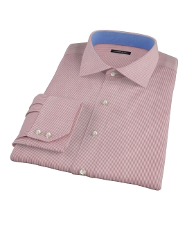 Claret Red University Stripe Fitted Dress Shirt 