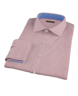 Claret Red University Stripe Men's Dress Shirt 
