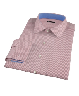 Claret Red University Stripe Men's Dress Shirt 