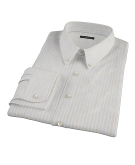 Blue and Orange Stripe Fitted Dress Shirt 