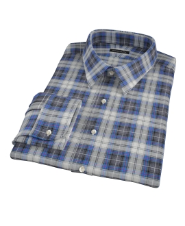 Blue and Charcoal Large Plaid Custom Dress Shirt 