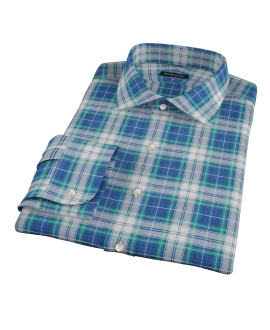 Blue Green Reversible Plaid Men's Dress Shirt 