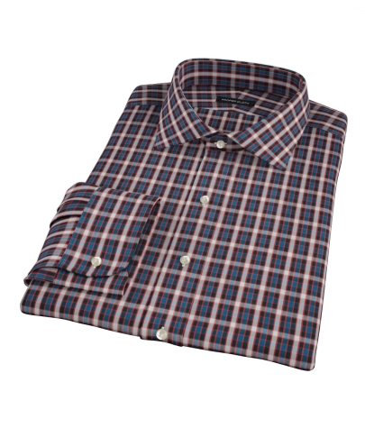 Mandarin Ocean Plaid Men's Dress Shirt 