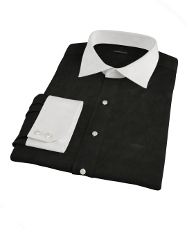 Black Broadcloth Men's Dress Shirt 