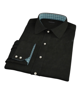 Black Broadcloth Fitted Dress Shirt 