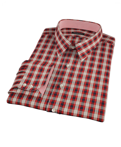 Mandarin Orange Plaid Custom Dress Shirt 