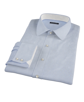 Light Blue Houndstooth Fitted Dress Shirt 