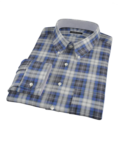 Blue and Charcoal Large Plaid Custom Dress Shirt 