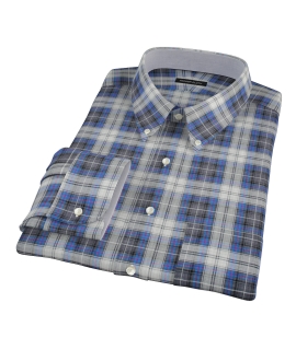 Blue and Charcoal Large Plaid Custom Dress Shirt 