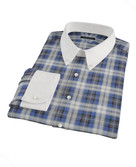 Blue and Charcoal Large Plaid Men's Dress Shirt 