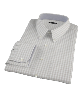 Pale Gray Gingham Custom Dress Shirt 