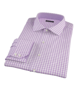 Light Purple Gingham Fitted Dress Shirt 