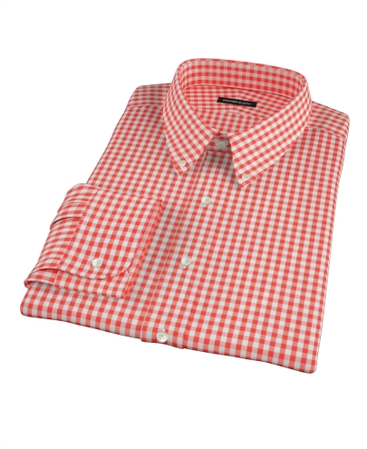 Red Gingham Fitted Dress Shirt 