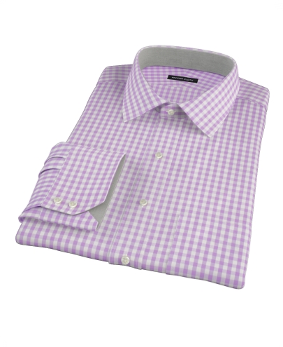 Light Purple Gingham Fitted Dress Shirt 