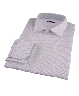 Blue Red Peached Tattersall Fitted Dress Shirt 