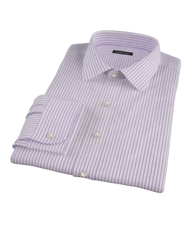 Greenwich Lavender Bordered Stripe Fitted Dress Shirt 