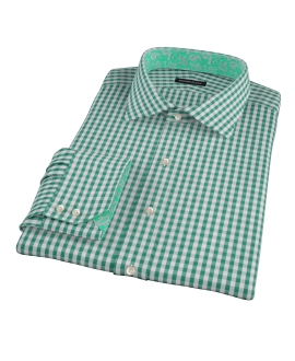 Veridian Green Gingham Fitted Dress Shirt 