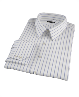 Blue and Brown Satin Stripe Custom Dress Shirt 