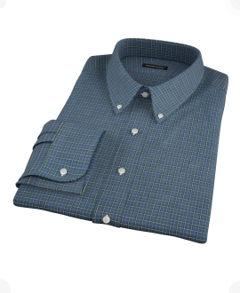 Navy Yellow Tartan Custom Dress Shirt 