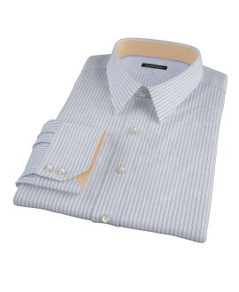 Greenwich Light Blue Bordered Stripe Men's Dress Shirt 