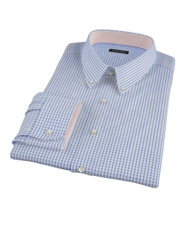 Greenwich Blue Grid Custom Dress Shirt 