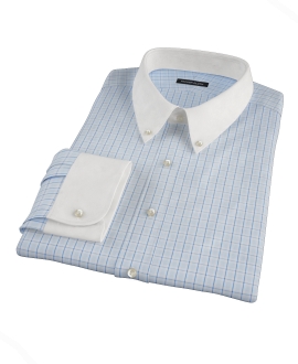 Light Blue Windowpane Glen Plaid Custom Dress Shirt 