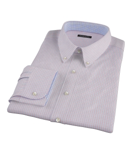 Blue Red Peached Tattersall Fitted Dress Shirt 